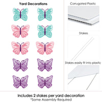 Beautiful Butterfly - Lawn Decorations - Outdoor Floral Baby Shower or Birthday Party Yard Decorations - 10 Piece