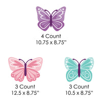 Beautiful Butterfly - Lawn Decorations - Outdoor Floral Baby Shower or Birthday Party Yard Decorations - 10 Piece