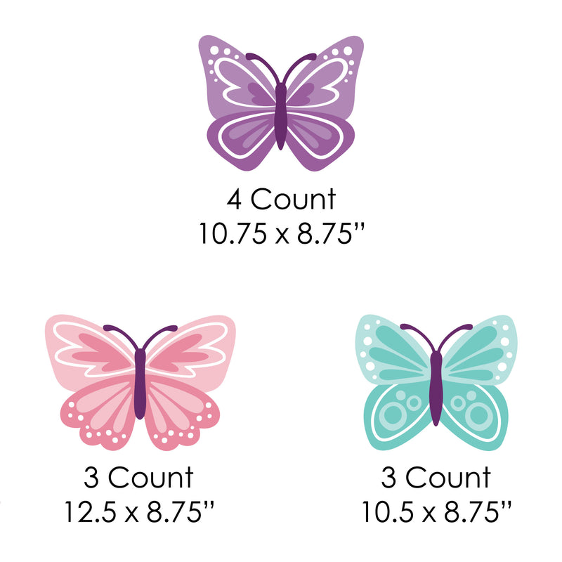 Beautiful Butterfly - Lawn Decorations - Outdoor Floral Baby Shower or Birthday Party Yard Decorations - 10 Piece