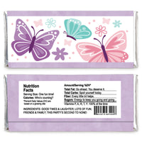 Beautiful Butterfly - Candy Bar Wrapper Floral Baby Shower or Birthday Party Favors - Set of 24