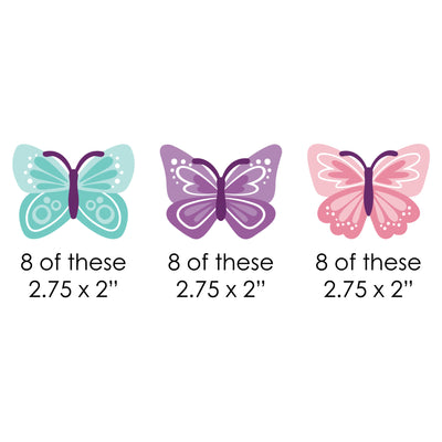 Beautiful Butterfly - DIY Shaped Floral Baby Shower or Birthday Party Cut-Outs - 24 Count