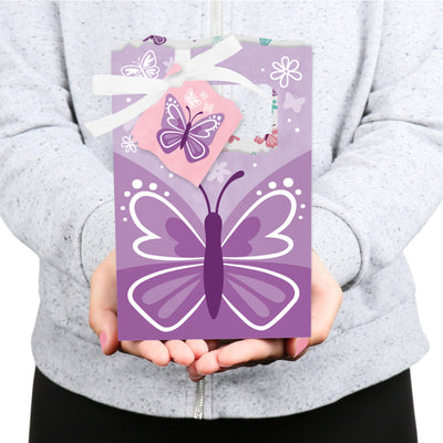 Beautiful Butterfly - Floral Baby Shower or Birthday Party Favor Boxes - Set of 12