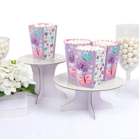 Beautiful Butterfly - Floral Baby Shower or Birthday Party Favor Popcorn Treat Boxes - Set of 12