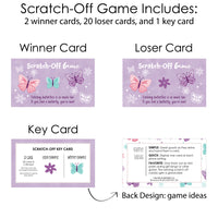 Beautiful Butterfly - Floral Baby Shower or Birthday Party Game Scratch Off Cards - 22 Count