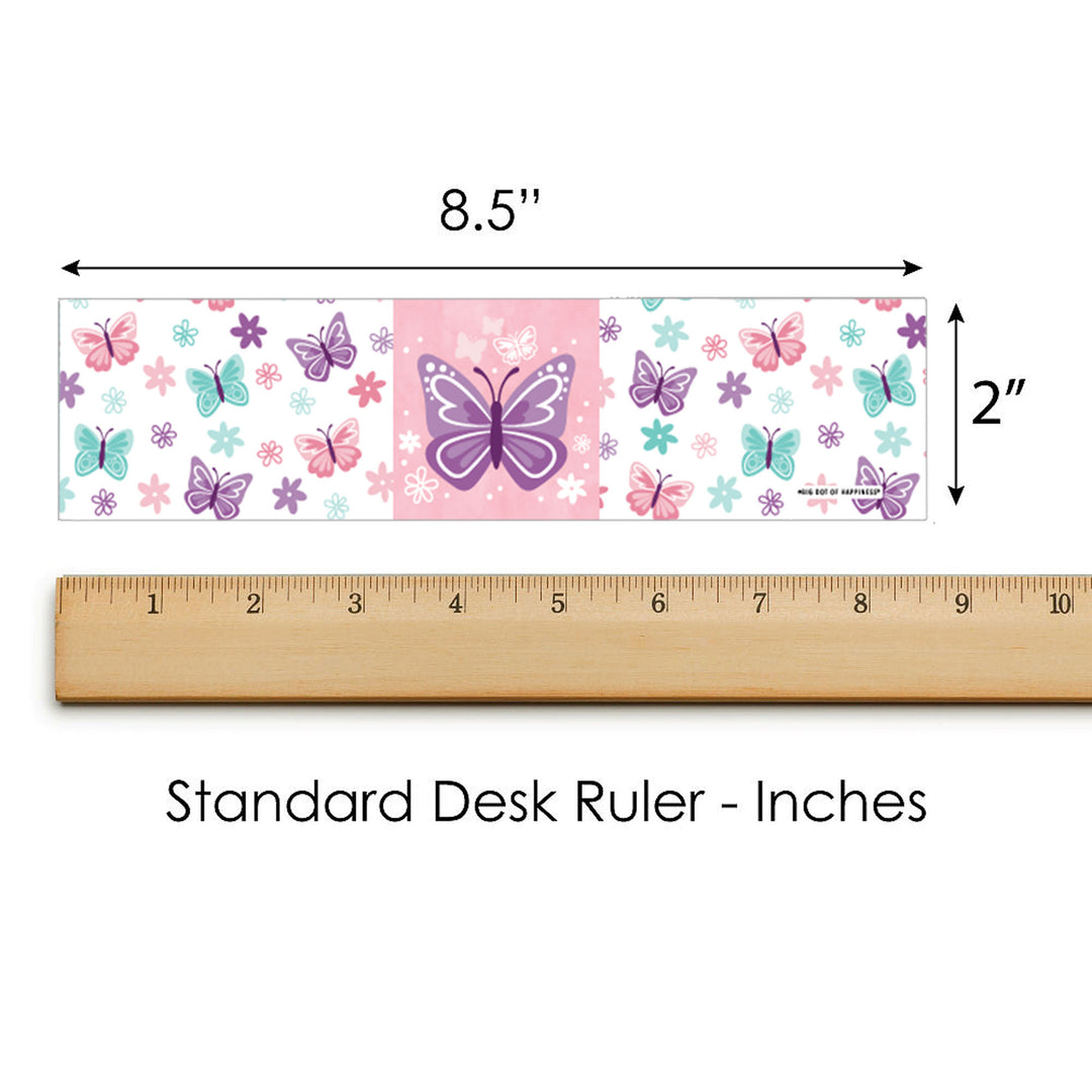 Beautiful Butterfly - Floral Baby Shower or Birthday Party Water Bottle Sticker Labels - Set of 20