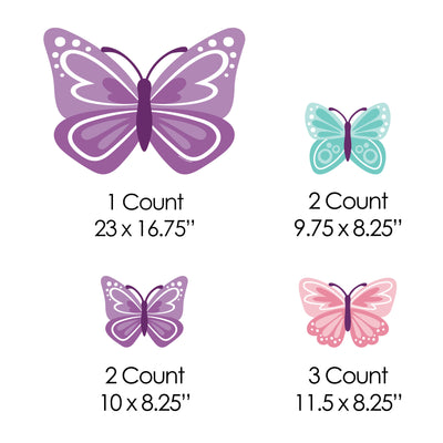 Beautiful Butterfly - Yard Sign and Outdoor Lawn Decorations - Floral Baby Shower or Birthday Party Yard Signs - Set of 8