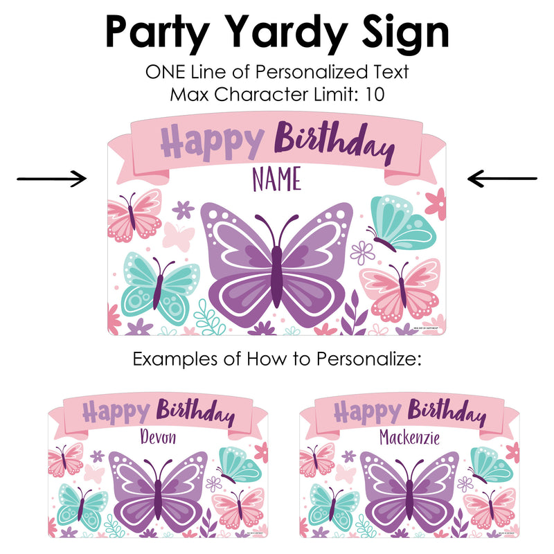 Beautiful Butterfly - Floral Birthday Party Yard Sign Lawn Decorations - Personalized Happy Birthday Party Yardy Sign