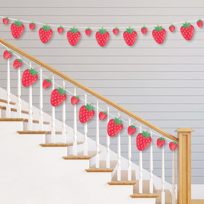 Berry Sweet Strawberry - Fruit Themed Birthday Party or Baby Shower DIY Decorations - Clothespin Garland Banner - 44 Pieces
