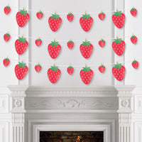 Berry Sweet Strawberry - Fruit Themed Birthday Party or Baby Shower DIY Decorations - Clothespin Garland Banner - 44 Pieces