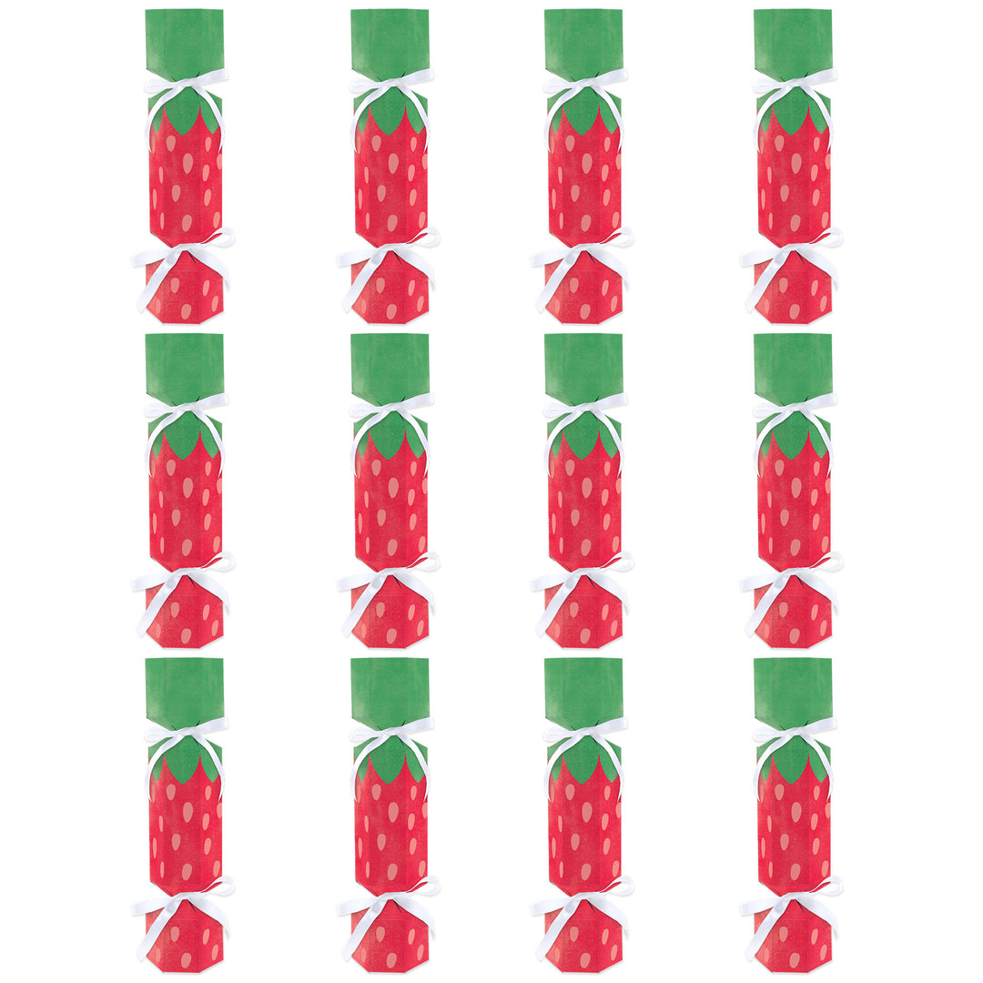 Berry Sweet Strawberry - No Snap Fruit Themed Birthday Party or Baby Shower Party Table Favors - DIY Cracker Boxes - Set of 12