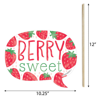 Funny Berry Sweet Strawberry - Fruit Themed Birthday Party or Baby Shower Photo Booth Props Kit - 10 Piece