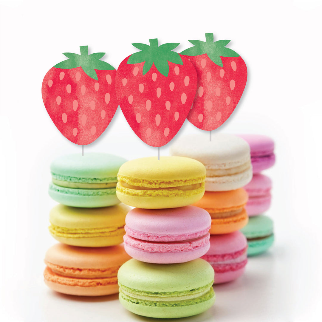 Berry Sweet Strawberry - DIY Shaped Fruit Themed Birthday Party or Baby Shower Cut-Outs - 24 Count