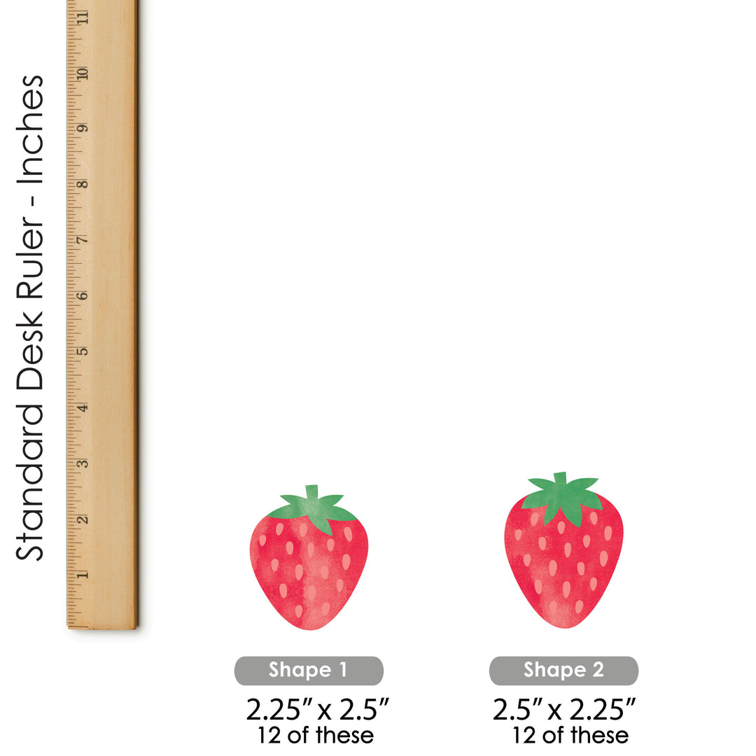 Berry Sweet Strawberry - DIY Shaped Fruit Themed Birthday Party or Baby Shower Cut-Outs - 24 Count