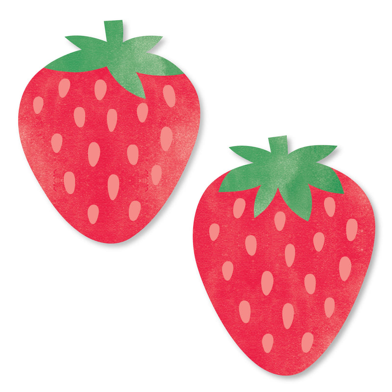 Berry Sweet Strawberry - DIY Shaped Fruit Themed Birthday Party or Baby Shower Cut-Outs - 24 Count