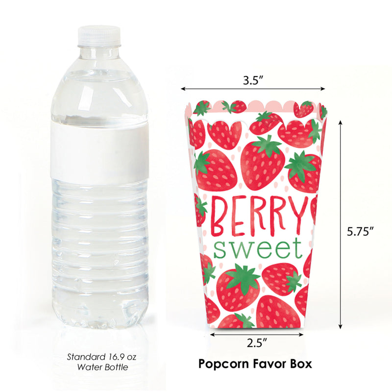Berry Sweet Strawberry - Fruit Themed Birthday Party or Baby Shower Favor Popcorn Treat Boxes - Set of 12