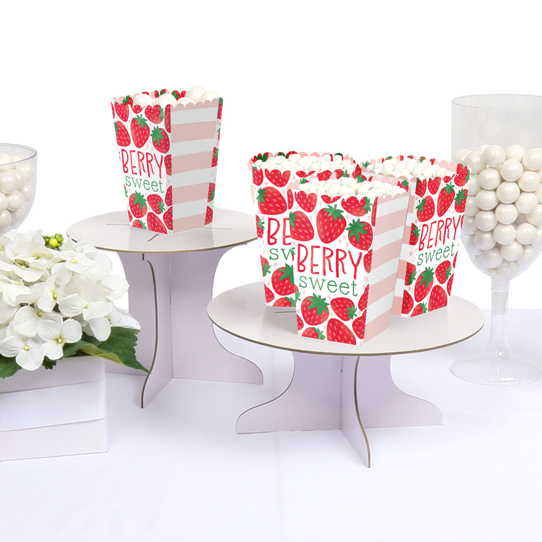 Berry Sweet Strawberry - Fruit Themed Birthday Party or Baby Shower Favor Popcorn Treat Boxes - Set of 12