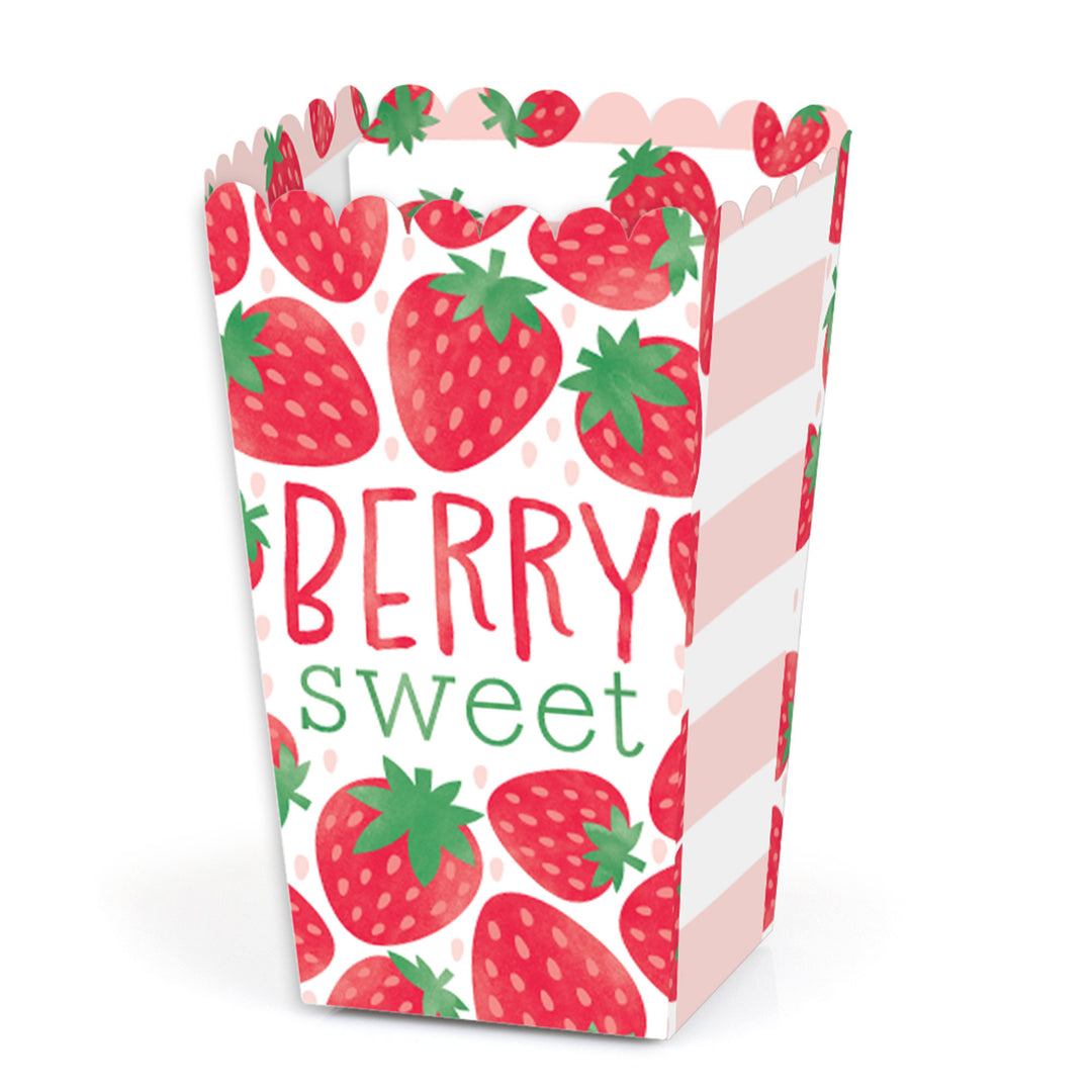 Berry Sweet Strawberry - Fruit Themed Birthday Party or Baby Shower Favor Popcorn Treat Boxes - Set of 12