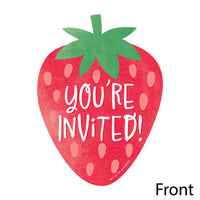 Berry Sweet Strawberry - Shaped Fill-In Invitations - Fruit Themed Birthday Party or Baby Shower Invitation Cards with Envelopes - Set of 12