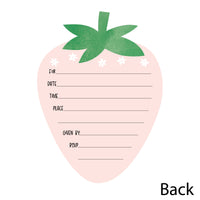 Berry Sweet Strawberry - Shaped Fill-In Invitations - Fruit Themed Birthday Party or Baby Shower Invitation Cards with Envelopes - Set of 12