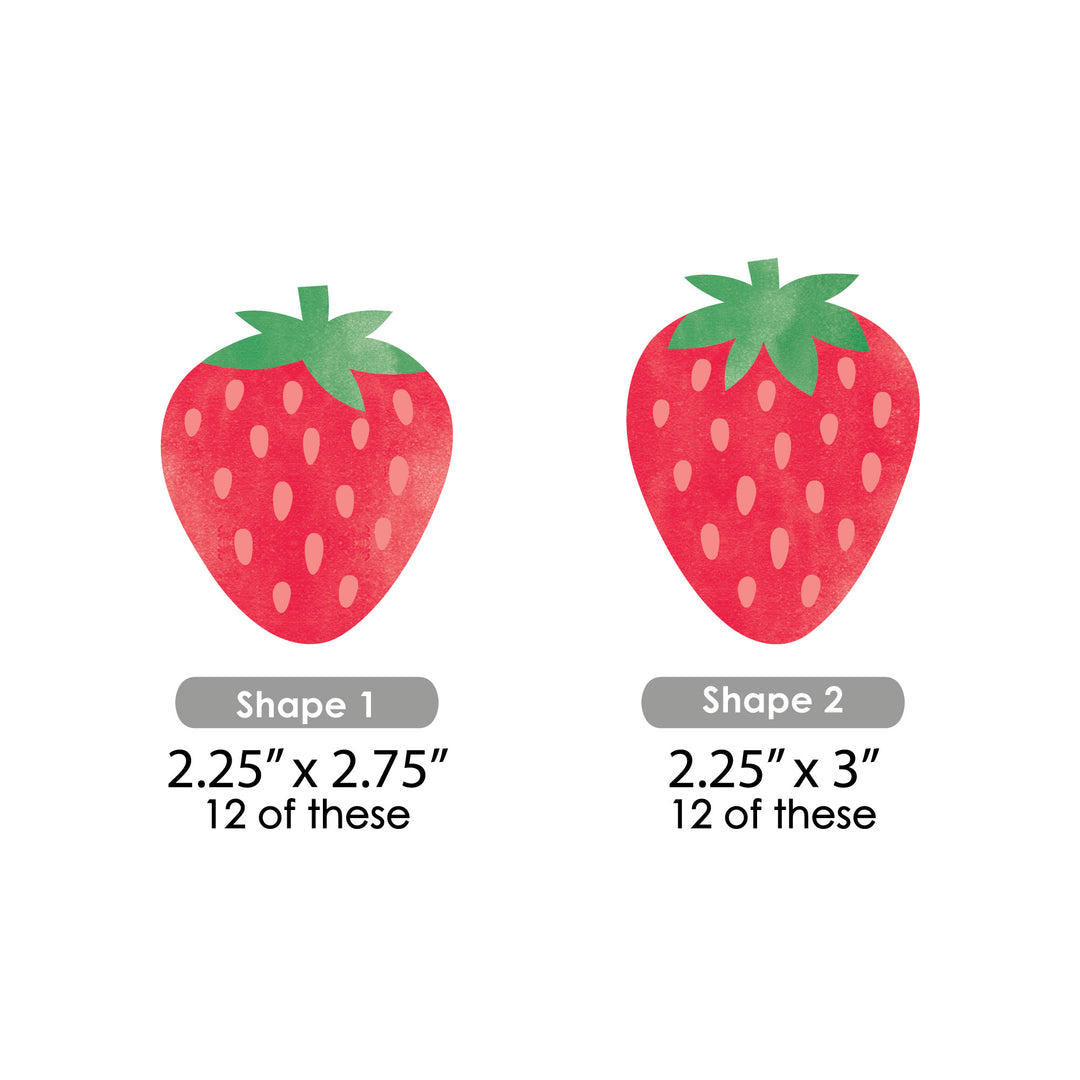 Berry Sweet Strawberry - Paper Straw Decor - Fruit Themed Birthday Party or Baby Shower Striped Decorative Straws - Set of 24