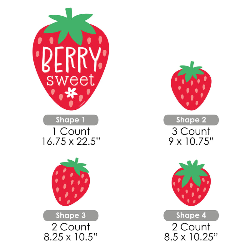 Berry Sweet Strawberry - Yard Sign and Outdoor Lawn Decorations - Fruit Themed Birthday Party or Baby Shower Yard Signs - Set of 8