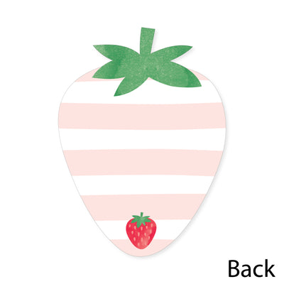 Berry Sweet Strawberry - Shaped Thank You Cards - Fruit Themed Birthday Party or Baby Shower Thank You Note Cards with Envelopes - Set of 12