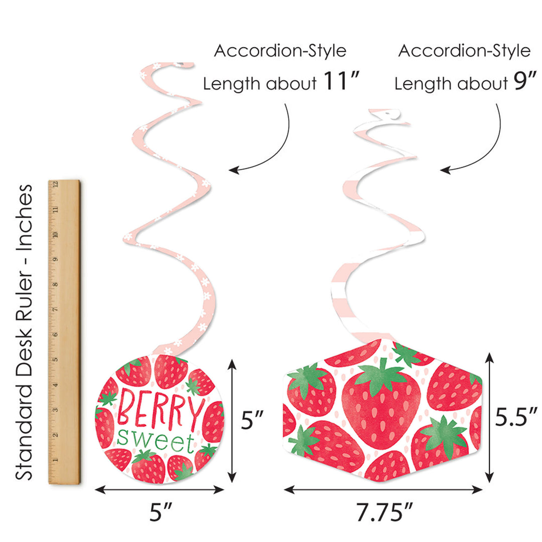 Berry Sweet Strawberry - Fruit Themed Birthday Party or Baby Shower Hanging Decor - Party Decoration Swirls - Set of 40