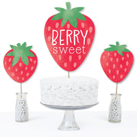 Berry Sweet Strawberry - Fruit Themed Birthday Party or Baby Shower Centerpiece Sticks - Table Toppers - Set of 15