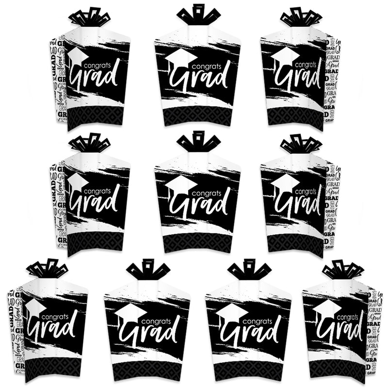 Black and White Grad - Best is Yet to Come - Table Decorations - Black and White Graduation Party Fold and Flare Centerpieces - 10 Count