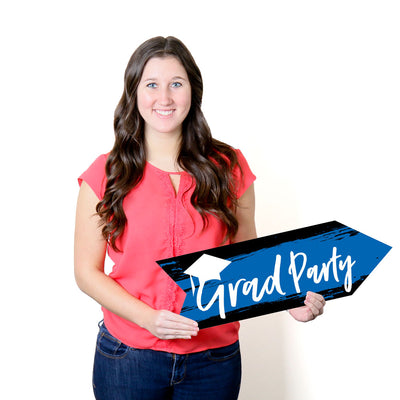 Blue Grad - Best is Yet to Come - Graduation Party Sign Arrow - Double Sided Directional Yard Signs - Set of 2