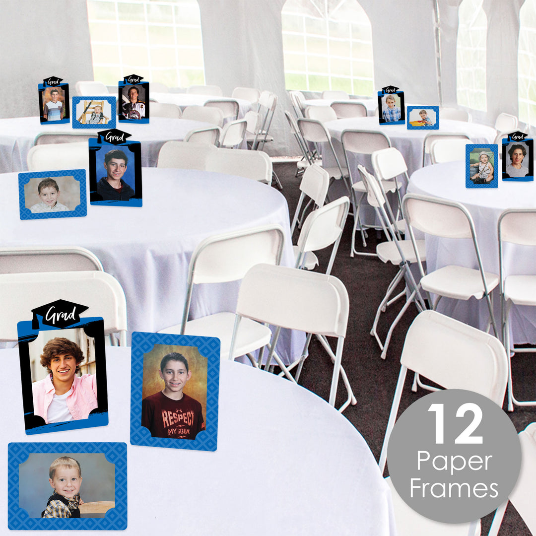 Blue Grad - Best is Yet to Come - Royal Blue Graduation Party 4x6 Picture Display - Paper Photo Frames - Set of 12