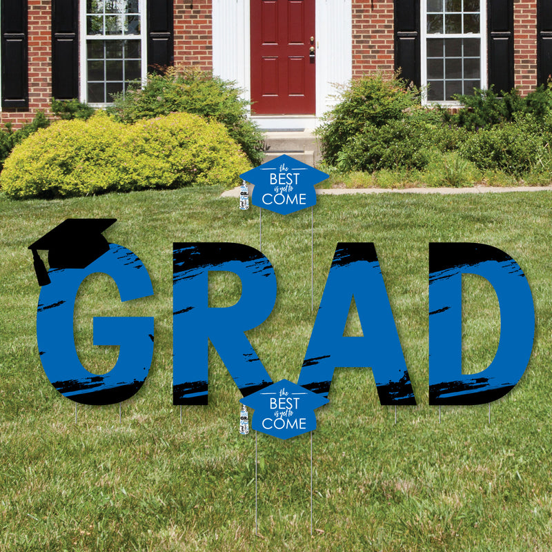 GRAD - Blue Grad - Best is Yet to Come - Yard Sign Outdoor Lawn Decorations - Royal Blue 2022 Graduation Party Yard Signs