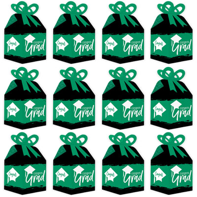 Green Grad - Best is Yet to Come - Square Favor Gift Boxes - Green Graduation Party Bow Boxes - Set of 12