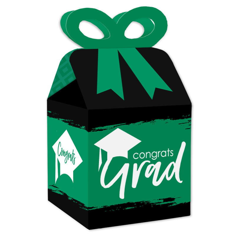 Green Grad - Best is Yet to Come - Square Favor Gift Boxes - Green Graduation Party Bow Boxes - Set of 12