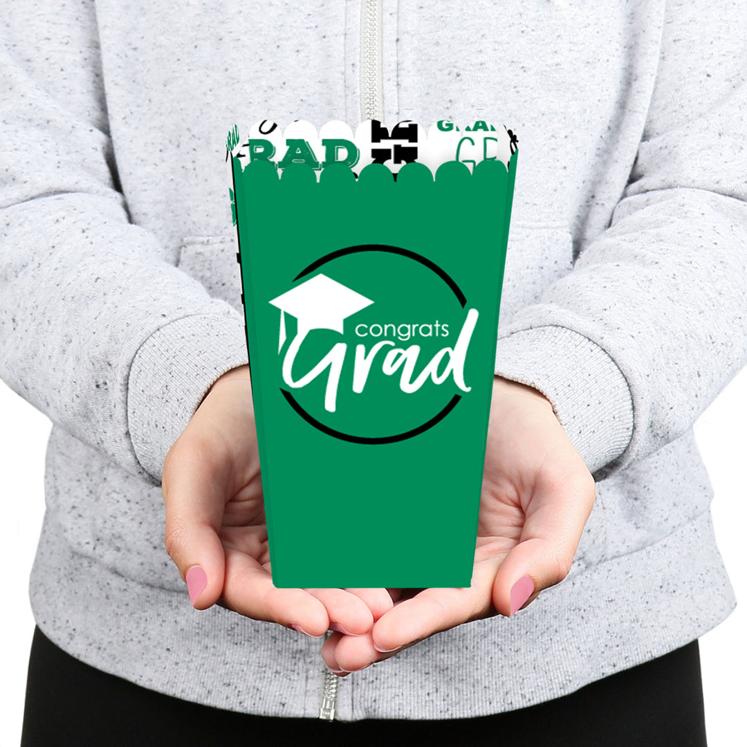 Green Grad - Best is Yet to Come - Green Graduation Party Favor Popcorn Treat Boxes - Set of 12