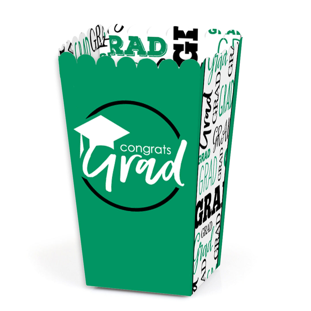 Green Grad - Best is Yet to Come - Green Graduation Party Favor Popcorn Treat Boxes - Set of 12