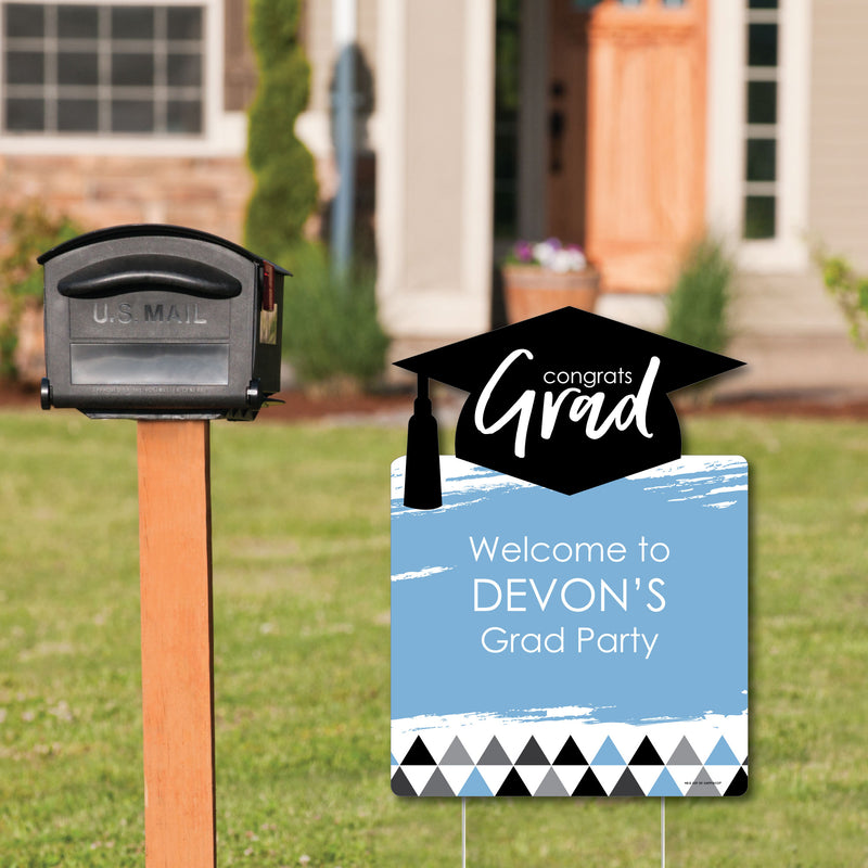 Light Blue Grad - Best is Yet to Come - Party Decorations - Light Blue Graduation Party Personalized Welcome Yard Sign