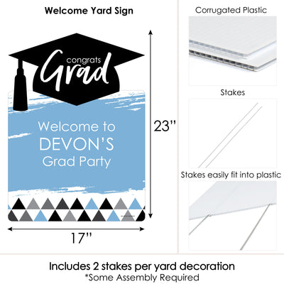 Light Blue Grad - Best is Yet to Come - Party Decorations - Light Blue Graduation Party Personalized Welcome Yard Sign