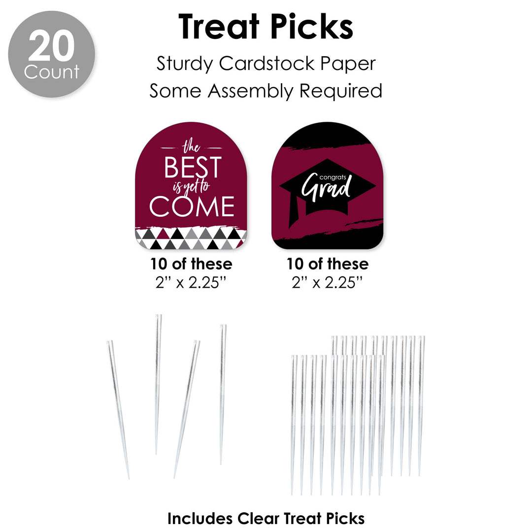 Maroon Grad - Best is Yet to Come - Burgundy Graduation Party Favors and Cupcake Kit - Fabulous Favor Party Pack - 100 Pieces