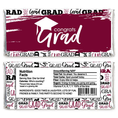 Maroon Grad - Best is Yet to Come - Candy Bar Wrappers Graduation Party Favors - Set of 24