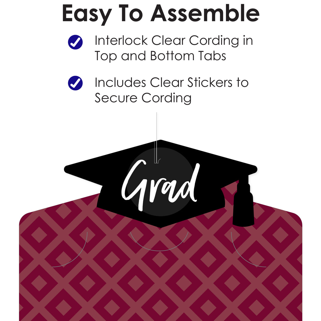 Maroon Grad - Best is Yet to Come - Burgundy Graduation Party DIY Backdrop Decor - Hanging Vertical Photo Garland - 35 Pieces