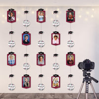 Maroon Grad - Best is Yet to Come - Burgundy Graduation Party DIY Backdrop Decor - Hanging Vertical Photo Garland - 35 Pieces