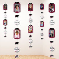Maroon Grad - Best is Yet to Come - Burgundy Graduation Party DIY Backdrop Decor - Hanging Vertical Photo Garland - 35 Pieces