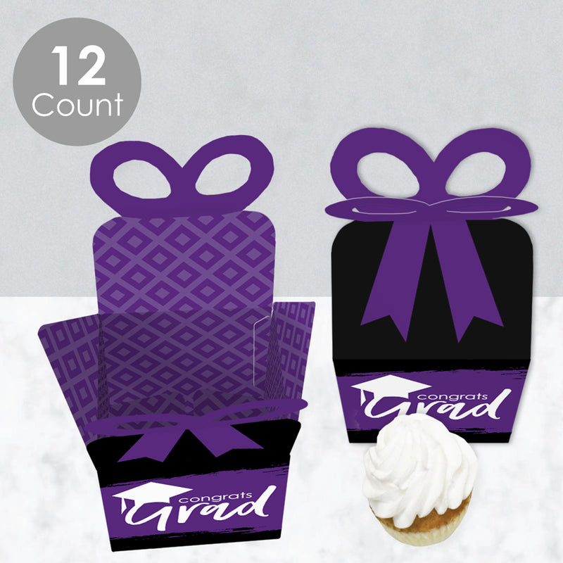Purple Grad - Best is Yet to Come - Square Favor Gift Boxes - Purple Graduation Party Bow Boxes - Set of 12