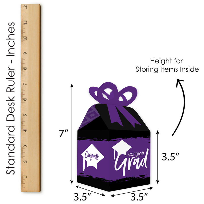 Purple Grad - Best is Yet to Come - Square Favor Gift Boxes - Purple Graduation Party Bow Boxes - Set of 12