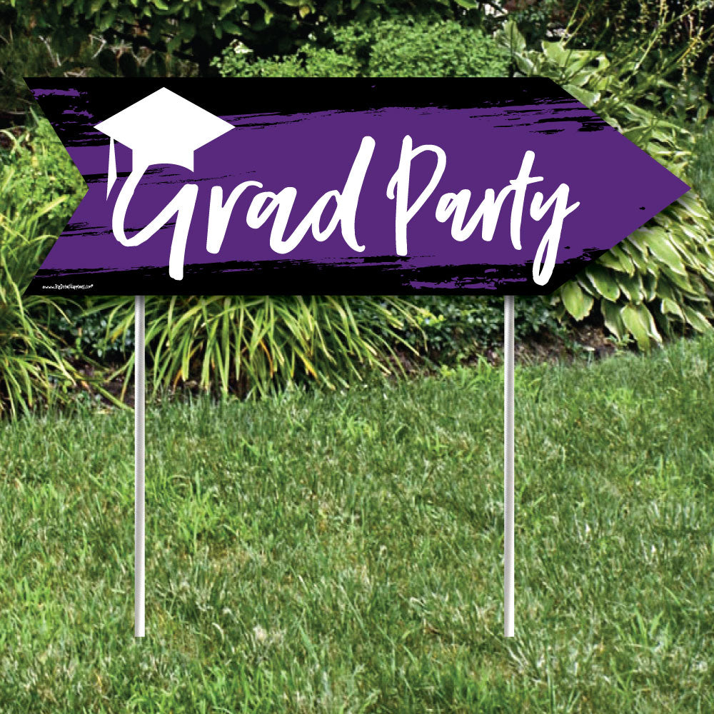 Purple Grad - Best is Yet to Come - Graduation Party Sign Arrow - Double Sided Directional Yard Signs - Set of 2