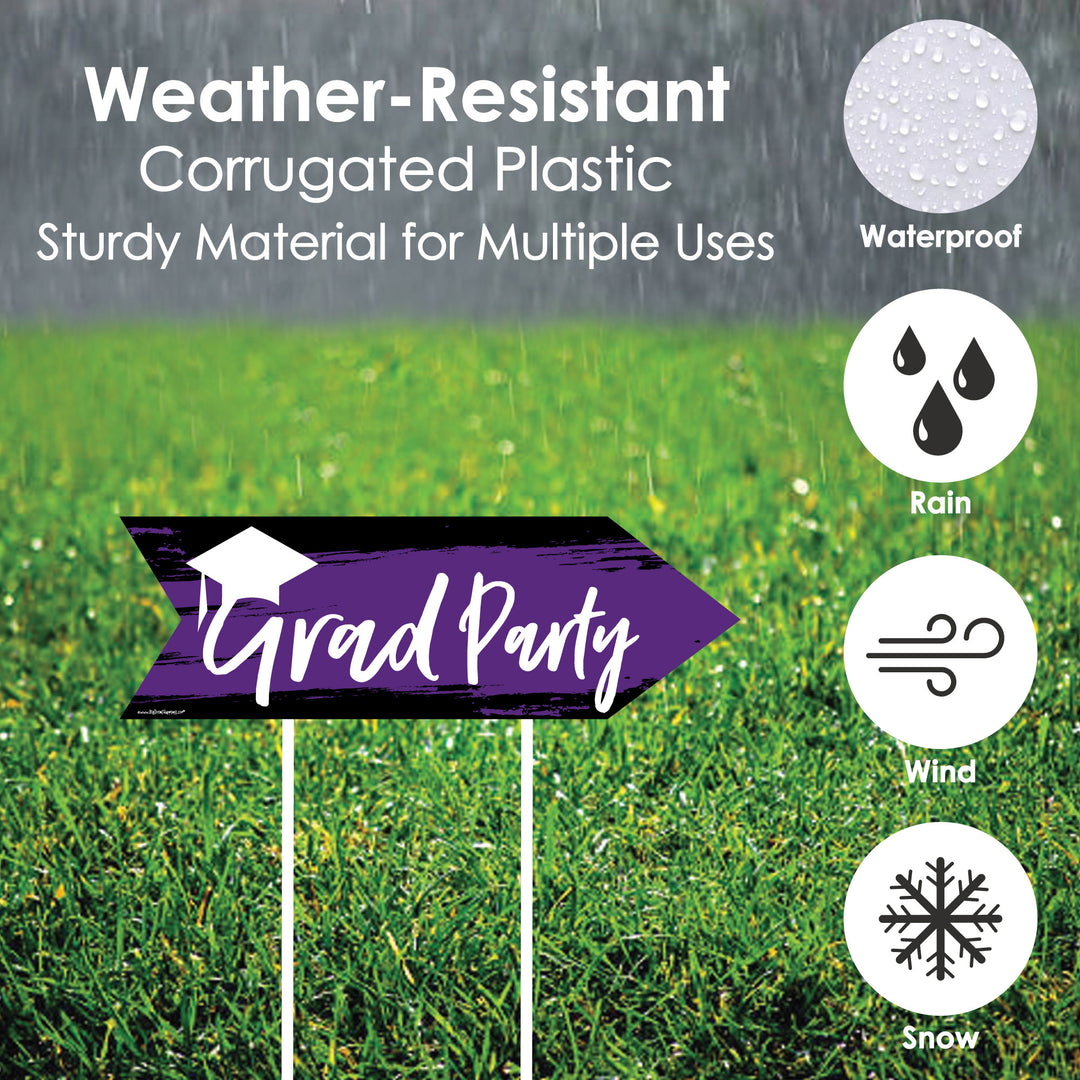 Purple Grad - Best is Yet to Come - Graduation Party Sign Arrow - Double Sided Directional Yard Signs - Set of 2