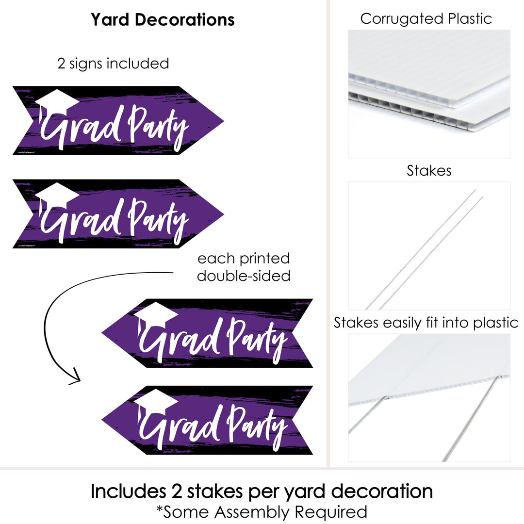 Purple Grad - Best is Yet to Come - Graduation Party Sign Arrow - Double Sided Directional Yard Signs - Set of 2