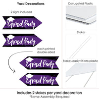 Purple Grad - Best is Yet to Come - Graduation Party Sign Arrow - Double Sided Directional Yard Signs - Set of 2