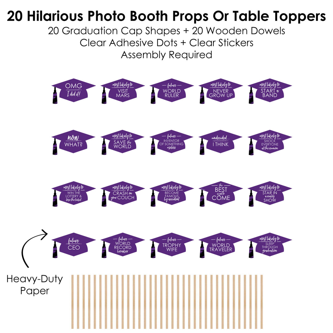 Hilarious Purple Grad - Best is Yet to Come - Graduation Party Photo Booth Props or Table Toppers - 20 Count